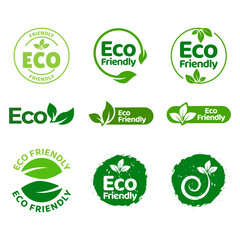 Set Of Eco Friendly Icons. Ecologic food stamps. Organic natural food labels.