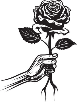 Twilights Embrace Skeleton Hand Holding a Withered Rose