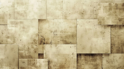 Retro Mid-Century Abstract Background Loop. Beige Shapes With Grunge Texture.	