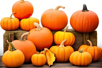 Pumpkins for halloween on studio background 