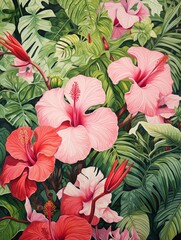 Hand-Drawn Botanical Illustrations: Lush Botanicals, Acrylic Landscape Art, Painted Plants