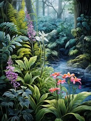 Fototapeta premium Hand-drawn Riverside Plants: Botanical Illustrations of Freshwater Flora