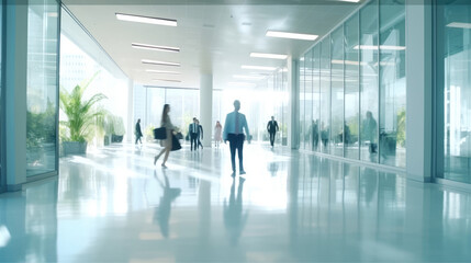 Business workplace with people walking