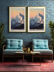 Snow-Capped Mountain Vintage Canvas: Majestic Alpine Peaks Wall Art