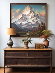 Snow-Capped Peak - Majestic Mountain Landscape Canvas Print - Vintage Painting Touch