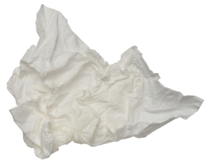 White crumpled paper napkin on isolated background