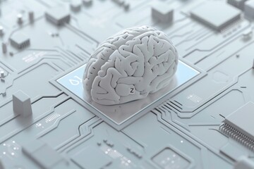 AI Brain Chip reasoning. Artificial Intelligence semiconductor research mind radiation dose ct axon. Semiconductor nanoscale optics circuit board ai competitive insight