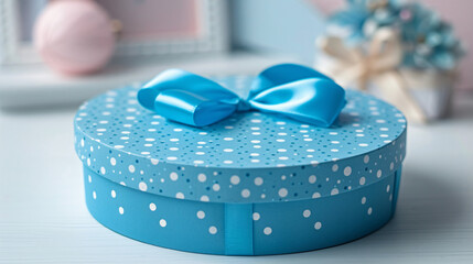 Blue round gift box
