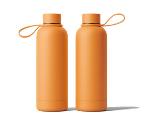 Blank Empty Sport Hydro Flask Water Bottle Packaging, Portable Bottle Isolated On Transparent Background, Prepared For Mockup, 3D Render.