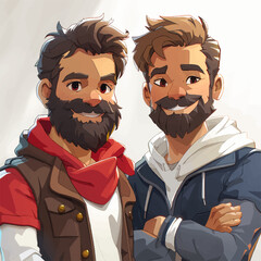 Vector illustration of two bearded men