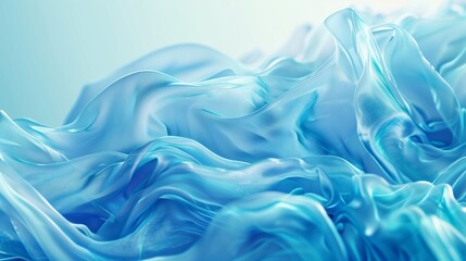 A blue piece of cloth against a blue background. Flowing forms. Soft and airy compositions. Abstract background, texture. Generated by artificial intelligence. 