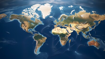 GIGA Size Physical World Map Detail - Illustration

