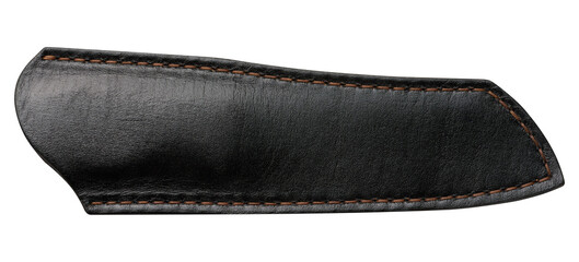 Black leather sheath for a knife on a white isolated background