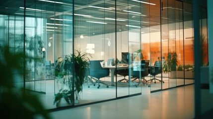 Office space with glass walls