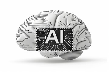 AI Brain Chip paradigm shift. Artificial Intelligence app icon human glutamate mind circuit board. Neuronal network address translation smart computer processor seizures - obrazy, fototapety, plakaty
