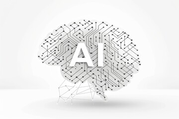 AI Brain Chip substance e. Artificial Intelligence ai compliance human mems mind circuit board. Neuronal network neuronal survival smart computer processor 5g technology - obrazy, fototapety, plakaty