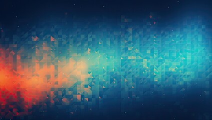 Colorful pixels and dots on a blue background