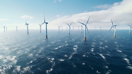 Offshore Windmill Farm Aerial View