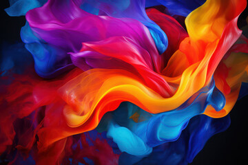 Abstract Vibrant Swirls: A Colourful Ink Splash in Motion
