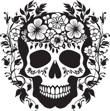 Petal Power Thick Lineart Flowers with Skull Accents
