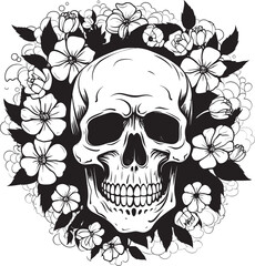 Skulls Amongst Blooms Thick Lineart Creations