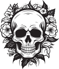 Petal Power Thick Lineart Flowers with Skull Accents
