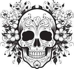 Skull Symmetry Thick Lineart Floral Patterns
