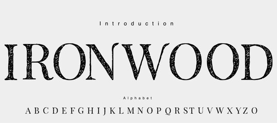 vintage serif rough illustration font. serif with grunge style.