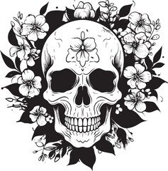 Lineart Mastery Thick Depictions of Flowers and Skulls