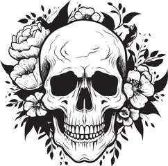 Lineart Mastery Thick Depictions of Flowers and Skulls