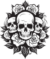 Elegant Decay Thick Lineart Flowers and Skulls