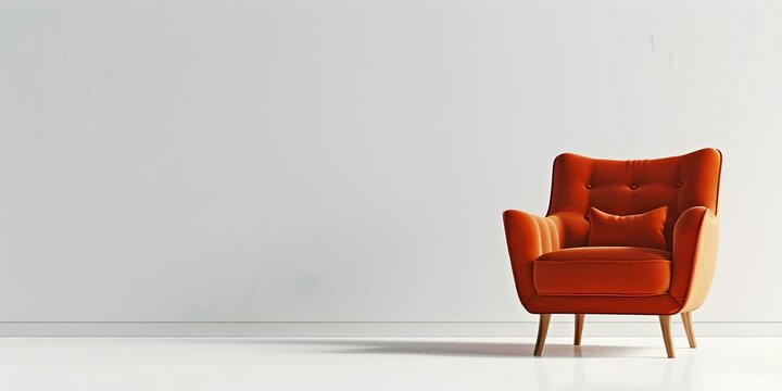 tomato cream colored armchair on white background. Concept Furniture, Tomato Cream Color, Armchair, White Background