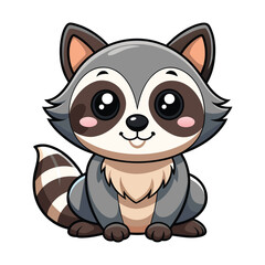 Obraz na płótnie Canvas Vector of Cartoon cute baby Raccoon on white