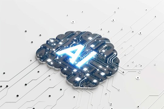 AI Brain Chip power management circuits. Artificial Intelligence cognitive skills mind neon grape green axon. Semiconductor orthopedic ct circuit board axon fasciculation