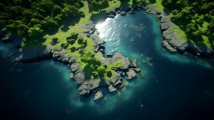 Top View Aerial of Green Island in 8K