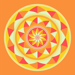 geometric rosette antique style in orange shades - 741460147