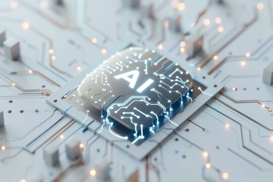 AI Brain Chip cpu. Artificial Intelligence ct interpretation mind brain machine interface chip axon. Semiconductor semiconductor processing circuit board data integration