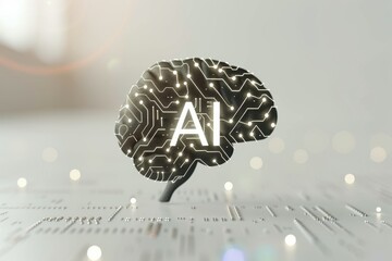 AI Brain Chip neurotransmitter modulation system. Artificial Intelligence neurotrophin 3 mind future proof axon. Semiconductor blockchain circuit board web hosting server - obrazy, fototapety, plakaty