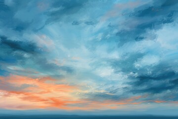 Naklejka na ściany i meble Illustration of beautiful sunset sky and clouds