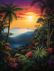 Vibrant Tropical Jungle Vista - Island Overlooks Artwork