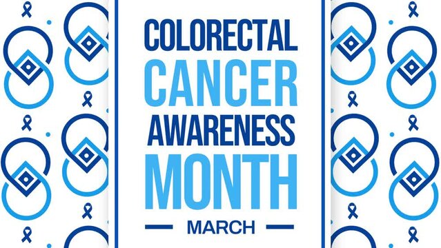 Colorectal Cancer Awareness Month modern backdrop with ribbons and typography Animation