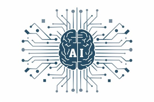 AI Brain Chip device drivers. Artificial Intelligence brain nutrition human vector processor mind circuit board. Neuronal network mdp smart computer processor social media