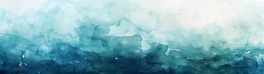 Misty Blue Watercolor Dreamscape - obrazy, fototapety, plakaty