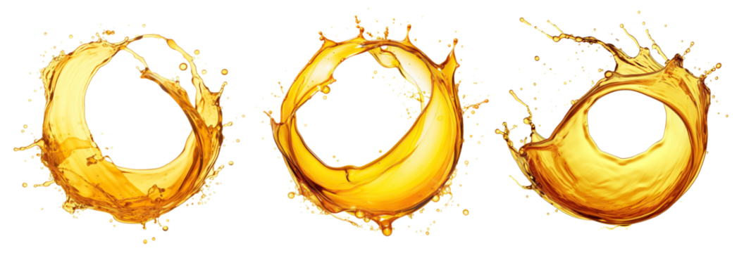 Set of round-shaped golden oil splashes, cut out