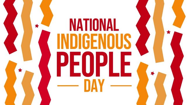 National Indigenous People day backdrop Animation with minimalist colorful shapes and typography, 4k background