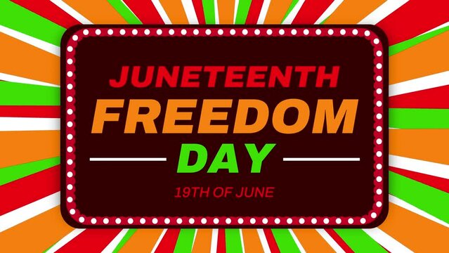 Juneteenth Freedom Day wallpaper 4K Animation with colorful typography and rotating shapes