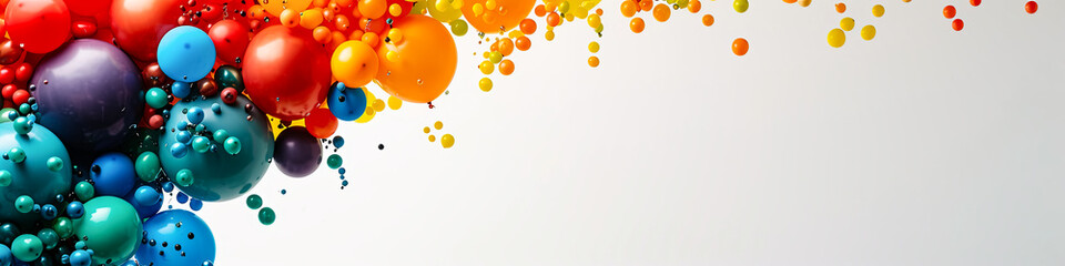 free space on the left corner for title banner with a colorful balloons - obrazy, fototapety, plakaty
