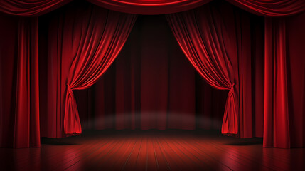 Performance stage with satin curtains