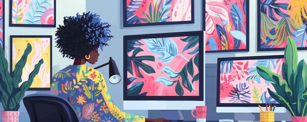 A spacious and modern corporate lounge with sleek furniture and bright color accents, embodying a dynamic work environment