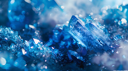 Blue quartz macro texture,
Ice crystals on the frozen glass in the winter
 - obrazy, fototapety, plakaty
